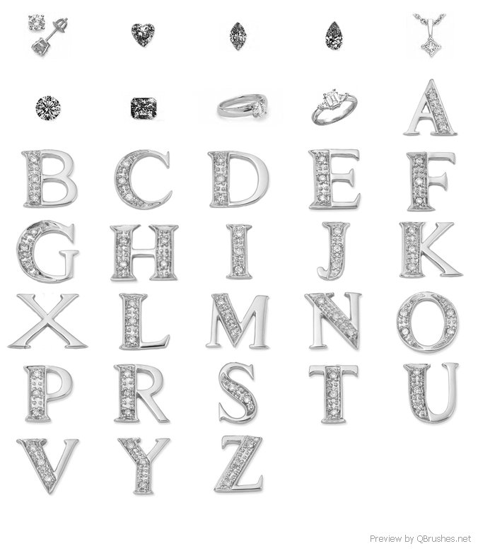 Jewelry alphabets brush