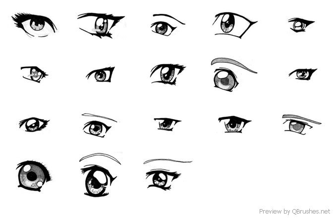 18 Different anime eyes - Download | Qbrushes.net