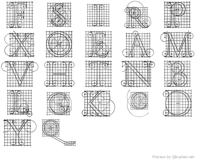 Roman Letters Diagrams - Photoshop Brushes