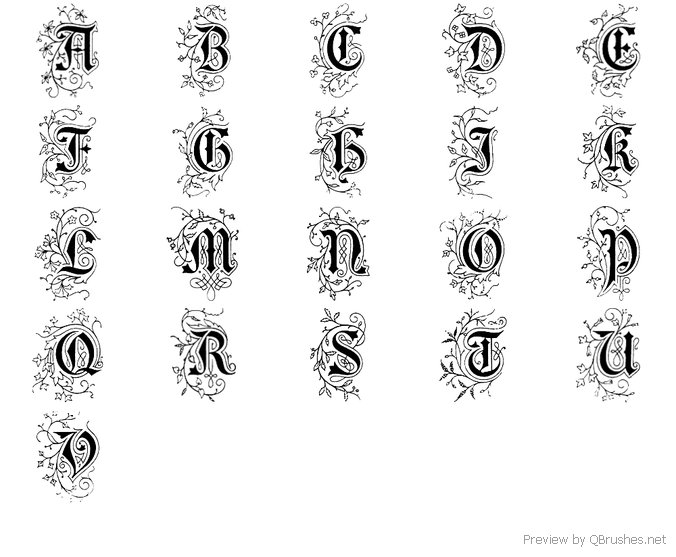 Decorative alphabets brush